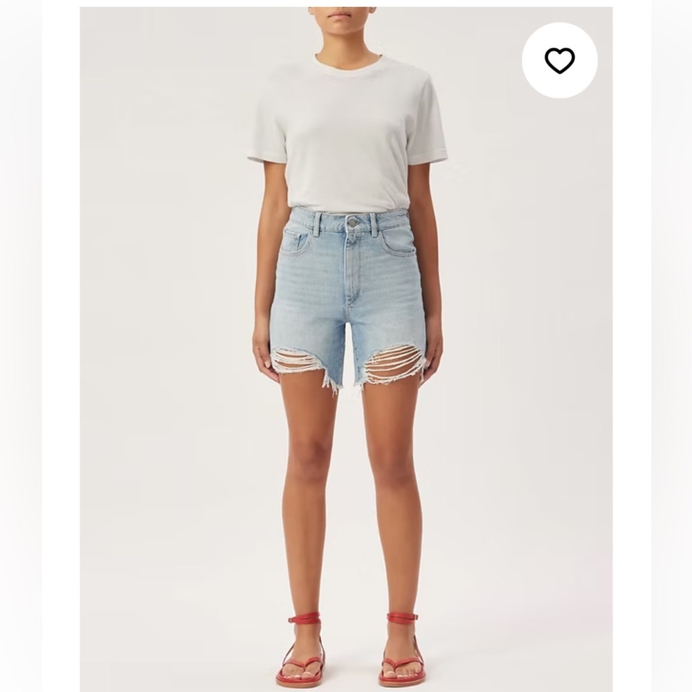 DL‎ 1961 Vintage Light Wash Distressed High-Rise Denim Shorts